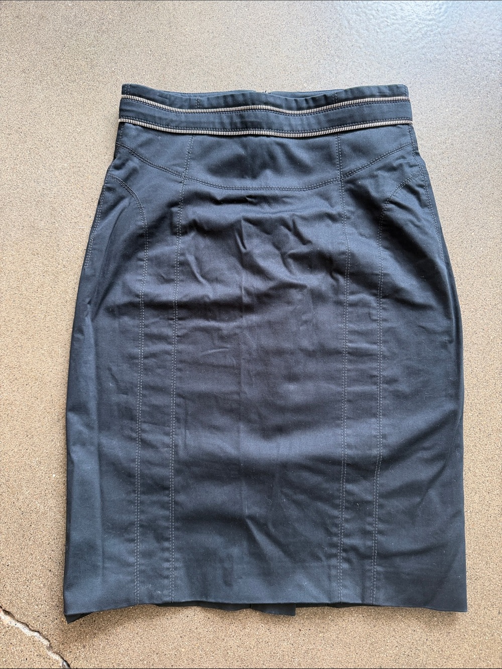 Bally Black Pencil Skirt with Contrast Trim Waistband